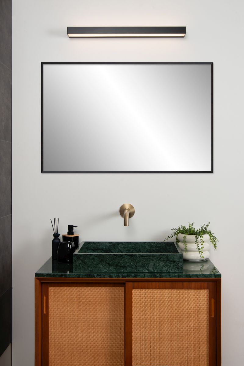 Lucide ALEXA - Nástenné svietidlo Kúpeľňové - LED - 1x8W 3000K - IP44 - Čierna